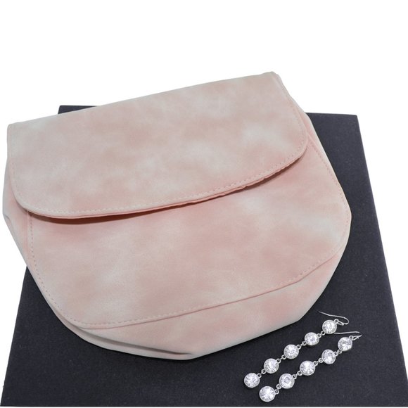 Pink Clutch & Silver Tone Earrings - Picture 2 of 2